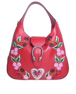 Dionysus Embroidered Hobo, Leather, Red, 446687 525040, B/DB